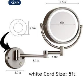img 2 attached to 🔍 Gecious Double Sided LED Lighted Wall Mount Magnifying Mirror with 10X Magnification, 8 inches, Nickel Finish, Powered by Plug, Three Models Light-Plug in