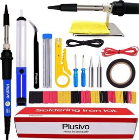 img 3 attached to 🔧 Complete Soldering Iron Kit Electronics 60W - Adjustable Temp, Wire Stripper, Desoldering Pump, Tips, Stand, and More from Plusivo