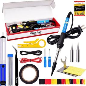img 4 attached to 🔧 Complete Soldering Iron Kit Electronics 60W - Adjustable Temp, Wire Stripper, Desoldering Pump, Tips, Stand, and More from Plusivo