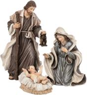 🎄 6 inch resin stoneware holy family nativity set - 3 piece logo
