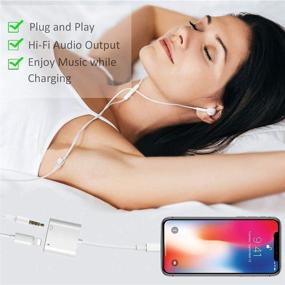 img 1 attached to 🎧 Адаптер Lightning на 3,5 мм для наушников на iPhone - сертифицированный донгл Apple MFi для iPhone, аудио-зарядное разветвление с совместимостью с iPhone 12/11/XS/XR/X 8 7, iPad - поддерживает все версии iOS.