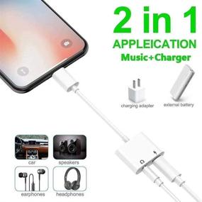 img 2 attached to 🎧 Адаптер Lightning на 3,5 мм для наушников на iPhone - сертифицированный донгл Apple MFi для iPhone, аудио-зарядное разветвление с совместимостью с iPhone 12/11/XS/XR/X 8 7, iPad - поддерживает все версии iOS.