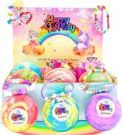 merrygoplay gift bath bombs for kids: genuine jewelry charm bracelets & jewelry box set, unicorn-inspired. natural, kid-safe skin moisturizing shea butter fizzies for a large, bubbly bath bomb experience! logo