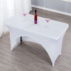 img 1 attached to 🍸 Stunning Rectangular Stretch Tablecloth for Elegant Cocktail Weddings