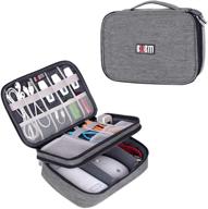 👜 bubm double layer travel gadget storage bag for cables, usb flash drive, power bank and more - includes sleeve pouch for 7.9" ipad mini (medium, denim gray) logo