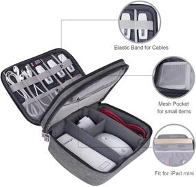 img 2 attached to 👜 BUBM - Сумка для хранения гаджетов и кабелей с двойным слоем для кабелей, USB-флеш-накопителей, переносных зарядных устройств и других аксессуаров - Включает сумку для 7,9-дюймового планшета iPad Mini (Средний размер, Денимово-серый цвет)