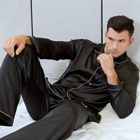 img 2 attached to 🌙 Stylish Black Satin Pajamas: Comfortable Sleepwear & Loungewear