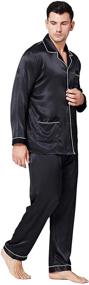 img 3 attached to 🌙 Stylish Black Satin Pajamas: Comfortable Sleepwear & Loungewear