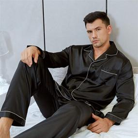 img 1 attached to 🌙 Stylish Black Satin Pajamas: Comfortable Sleepwear & Loungewear