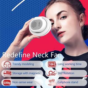 img 2 attached to 💨 Zttopo Bladeless Mini Rechargeable Neck Fan - Portable Personal Fan for Neck: Low Noisy, Flexible Neckband Design for Office, Home, Outdoor, Traveling, Party - White