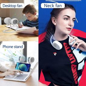 img 3 attached to 💨 Zttopo Bladeless Mini Rechargeable Neck Fan - Portable Personal Fan for Neck: Low Noisy, Flexible Neckband Design for Office, Home, Outdoor, Traveling, Party - White