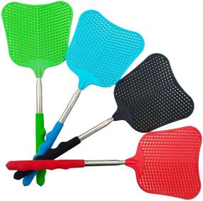 img 4 attached to 🪰 Lecoku 4Pcs Telescopic Fly Swatter: Heavy Duty Plastic Flyswatter with Extendable Stainless Steel Pole in 4 Vibrant Colors – A Complete Solution for Fly Control