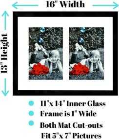 img 2 attached to 🖼️ Tasse Verre 11x14" Black Collage Picture Frame (2-Pack) with High Definition Glass Front Cover - Displays Two 5x7" Family Photos with Mat - Pre-Installed Hanging Hardware - Premium Quality