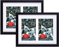 🖼️ tasse verre 11x14" black collage picture frame (2-pack) with high definition glass front cover - displays two 5x7" family photos with mat - pre-installed hanging hardware - premium quality логотип