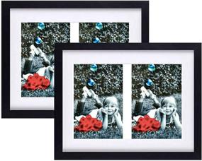 img 4 attached to 🖼️ Tasse Verre 11x14" Black Collage Picture Frame (2-Pack) with High Definition Glass Front Cover - Displays Two 5x7" Family Photos with Mat - Pre-Installed Hanging Hardware - Premium Quality