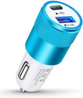 🚗 fast charging usb-c car charger, 30w dual type c lighter adapter with cigarette socket power, quick charge block & blue led light, plug base boxed for iphone, samsung galaxy, lg, pixel logo