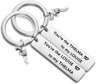 🔑 thelma and louise keychain set - best friends keychains for moving away gift and friendship jewelry - by myospark logo