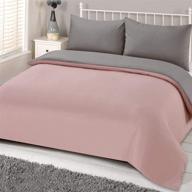 🛏️ набор постельного белья brentfords plain dye с наволочкой - розовый-серый - queen size: премиальное покрывало от brentfords логотип