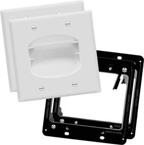 img 4 attached to 🔌 TOPGREENER TG8882B-2PCS Recessed Low Voltage Cable Wall Plate 2-Gang 4.50" x 4.50" - Pass-Through & Mounting Brackets - White (2 Pack)