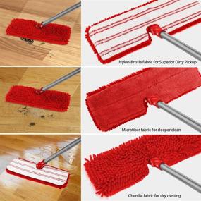 img 1 attached to 🧹 2-in-1 Chenille Flat Mop with 4 Microfiber Pads - Ideal for Tile, Laminate, Hardwood, Ceramic, Marble Floors - Includes Bonus Cleaning Scraper