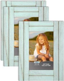 img 4 attached to 🖼️ Icona Bay 4x6 (10x15 cm) Picture Frames (Eggshell Blue, 3 Pack): Rustic Natural Wood Frames for Perfect Cottage Collection Décor