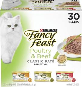 img 4 attached to 🐱 Purina Fancy Feast Grain Free Pate Wet Cat Food Variety Pack, Poultry & Beef Collection - Shop Now and Save 30% on (30) 3 oz. Cans!