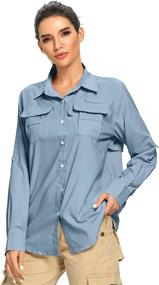 img 1 attached to 👚 Long Sleeve Women's UPF Fishing Shirts - Button Up Hiking, Safari, Sun Protection, Quick Dry