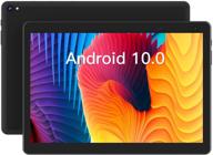 планшет на android 10.0, 10-дюймовый планшет с четырехъядерным процессором, 32 гб памяти, 2 гб озу, 8-мегапиксельной камерой, длительным сроком службы батареи - черный. логотип