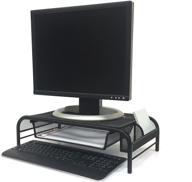 🖥️ black metal mesh monitor stand and desk organizer with drawer - mind reader meshmonsta-blk logo