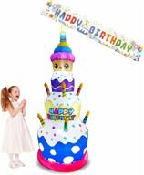 🎂 emalie 7ft inflatable birthday cake with candles &amp; happy birthday banner, outdoor lighted blowup yard decor, large garden home office party stage prop holiday decoration логотип