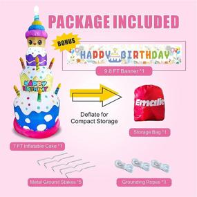 img 2 attached to 🎂 Emalie 7ft Inflatable Birthday Cake with Candles &amp; Happy Birthday Banner, Outdoor Lighted Blowup Yard Decor, Large Garden Home Office Party Stage Prop Holiday Decoration