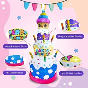 img 3 attached to 🎂 Emalie 7ft Inflatable Birthday Cake with Candles &amp; Happy Birthday Banner, Outdoor Lighted Blowup Yard Decor, Large Garden Home Office Party Stage Prop Holiday Decoration