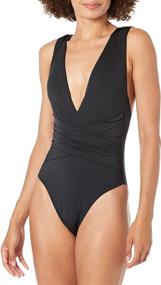 img 2 attached to Stunning Trina Turk Plunge Wrap Front Women's One Piece Swimsuit - Embrace Elegance