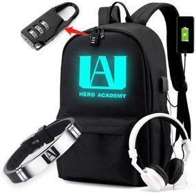 img 4 attached to 🎒 Luminous Hero Backpack: Secure with Password Lock & Gift Bracelet! Perfect Anime Shoulder Schoolbag Bookbag Laptop Backpack