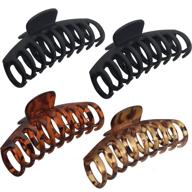 🦁 owiizi large hair claw clips for women - 4.3" matte leopard jumbo hair clips, non-slip ponytail barrette with strong hold, ideal for girls with long thick hair - pack of 4 logo