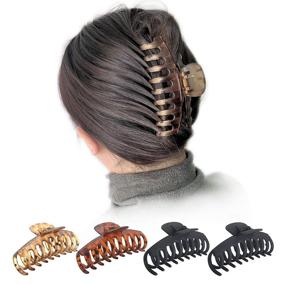 img 1 attached to 🦁 OWIIZI Large Hair Claw Clips for Women - 4.3" Matte Leopard Jumbo Hair Clips, Non-Slip Ponytail Barrette with Strong Hold, Ideal for Girls with Long Thick Hair - Pack of 4