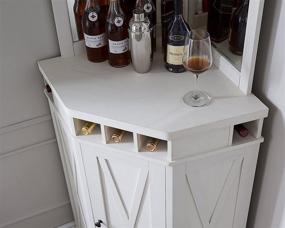 img 3 attached to 🍷 Stylish and Space-Saving White Corner Bar Unit with Wine Rack and Cabinet for Your Home