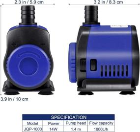 img 3 attached to 🐠 UEETEK Submersible Pump: Ultra Quiet Water Pump for Aquariums, Fish Tanks, Ponds, and More - 1000L/H, 14W