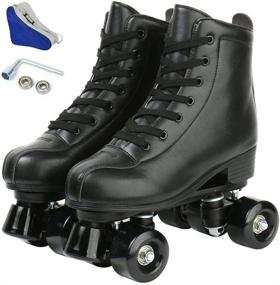 img 3 attached to Stylish High Top PU Leather Roller Skates for Men and Women - Perfect for Beginners, with Bonus Shoes Bag