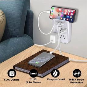 img 3 attached to 🔌 ANHAORUI Multi Plug Outlet: Surge Protector with 6 Outlet Extender and 3 USB Ports (White) - Expand Your Power Options!