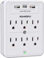 🔌 anhaorui multi plug outlet: surge protector with 6 outlet extender and 3 usb ports (white) - expand your power options! логотип