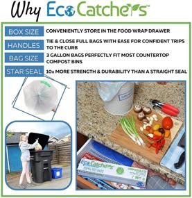 img 3 attached to EcoCatchers 3 Gallon Compost Bags: 100 [+5 Bonus] Eco-friendly Trash Bags with Handles for Countertop Bin, Food Waste, and more