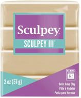 sculpey iii polymer oven-bake clay, tan, non toxic, 2 oz. bar, ideal for modeling, sculpting, holiday crafts, diy projects, mixed media, and school projects. excellent for kids & beginners! logo