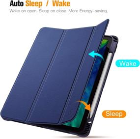 img 2 attached to Fintie SlimShell Case with Pencil Holder for iPad Pro 11 Inch 3rd & 2nd 📱 Generation 2021/2020 - Navy, Soft TPU Stand Back Cover with Auto Wake/Sleep and Pencil Charging Support