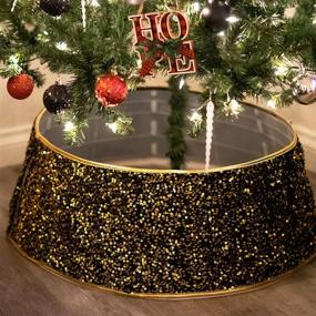 img 2 attached to Sparkling Gold Glitter Christmas Tree Collar - 30 Inches, Didihou Sequins Tree Ring for Stunning Indoor and Outdoor Christmas Decorations