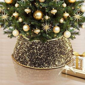 img 4 attached to Sparkling Gold Glitter Christmas Tree Collar - 30 Inches, Didihou Sequins Tree Ring for Stunning Indoor and Outdoor Christmas Decorations