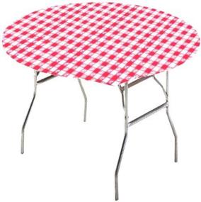 img 1 attached to Premium Red Gingham Round Stay Put Table Cover - 60-Inch Diameter - Creative Converting