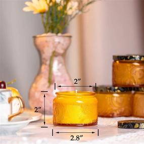 img 2 attached to 🕯️ Pack of 18 - 4 oz Amber Embossed Glass Candle Containers with Lid and Labels