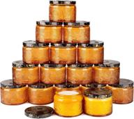 🕯️ pack of 18 - 4 oz amber embossed glass candle containers with lid and labels logo