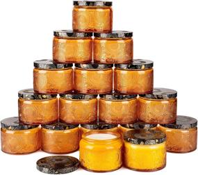 img 4 attached to 🕯️ Pack of 18 - 4 oz Amber Embossed Glass Candle Containers with Lid and Labels